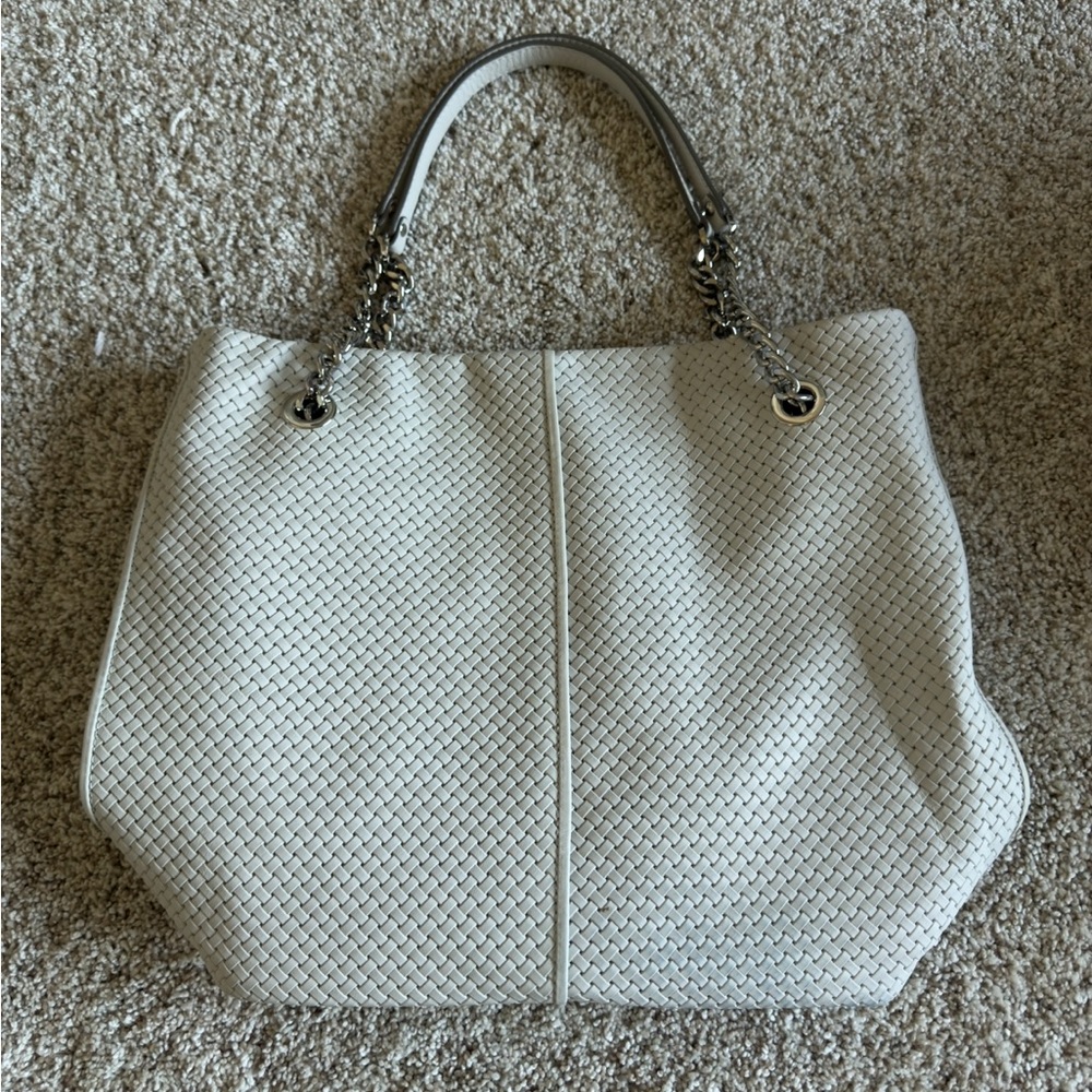 Elegant White Woven Tote Bag